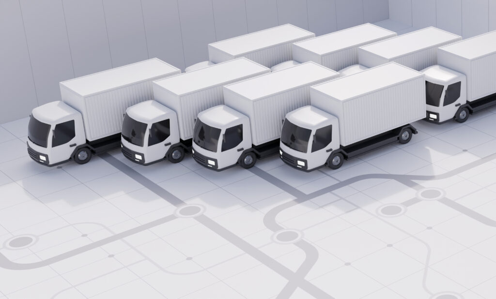 white truck delivery shipping service 3d rendering